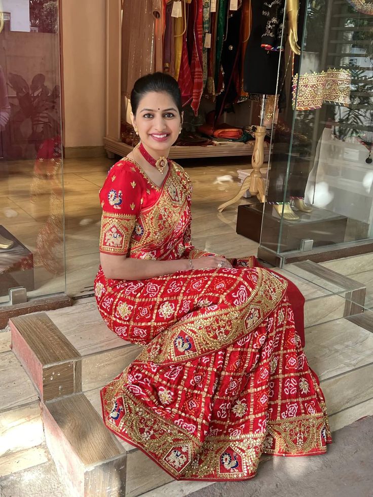 Gharchola Silk Red Saree Design