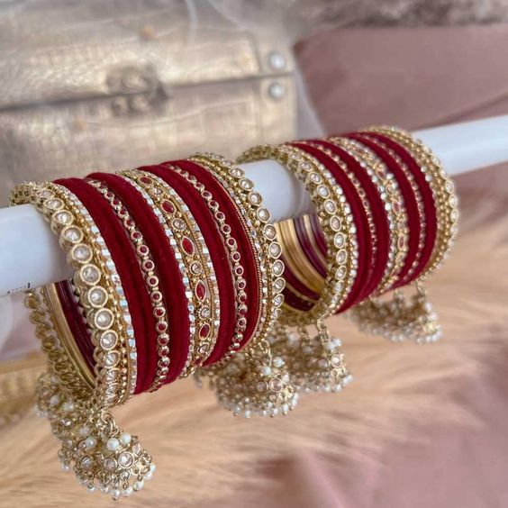 Kundan Red Bangle Design
