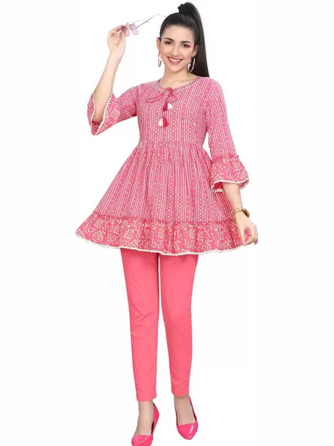 Block Printed Peplum Kurti Design