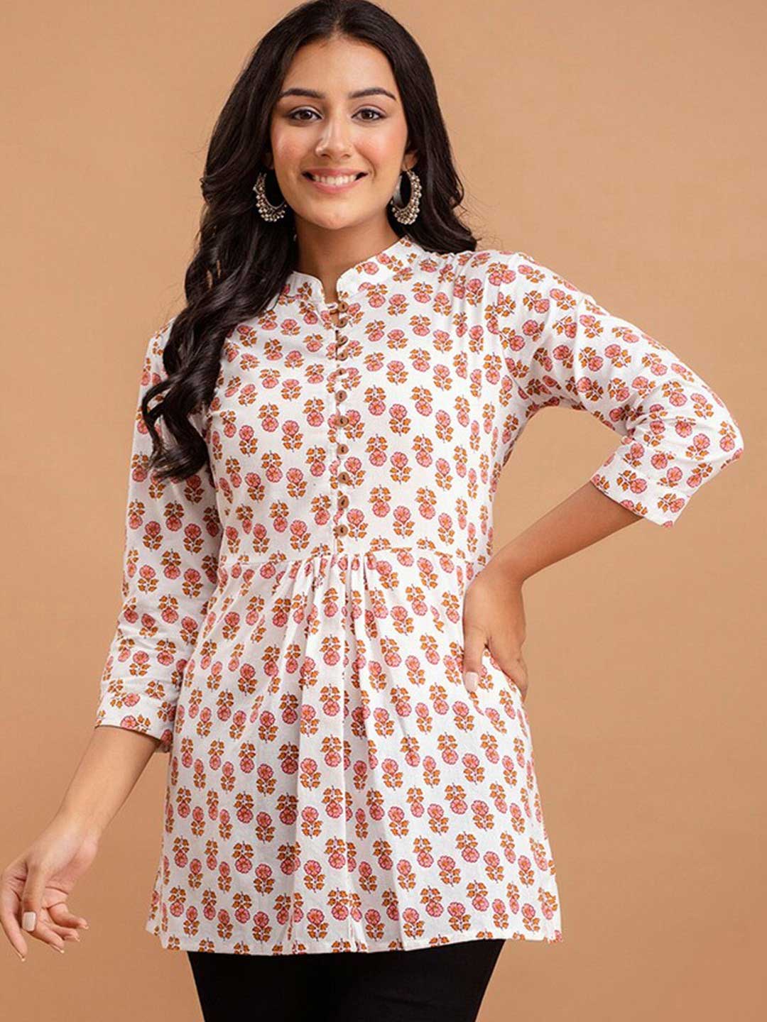 Mandarin Collar Peplum Kurti Design