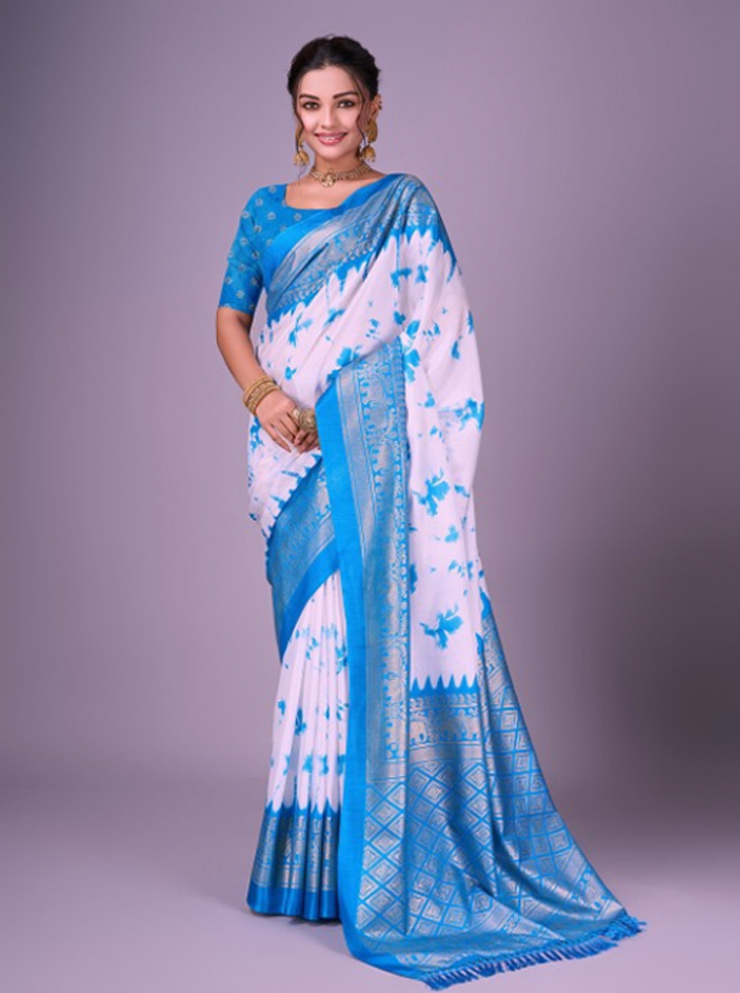 Tie-Dye Art Silk Chanderi Saree Design