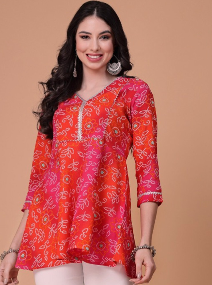 Bandhani Gota Patti Kurti Design