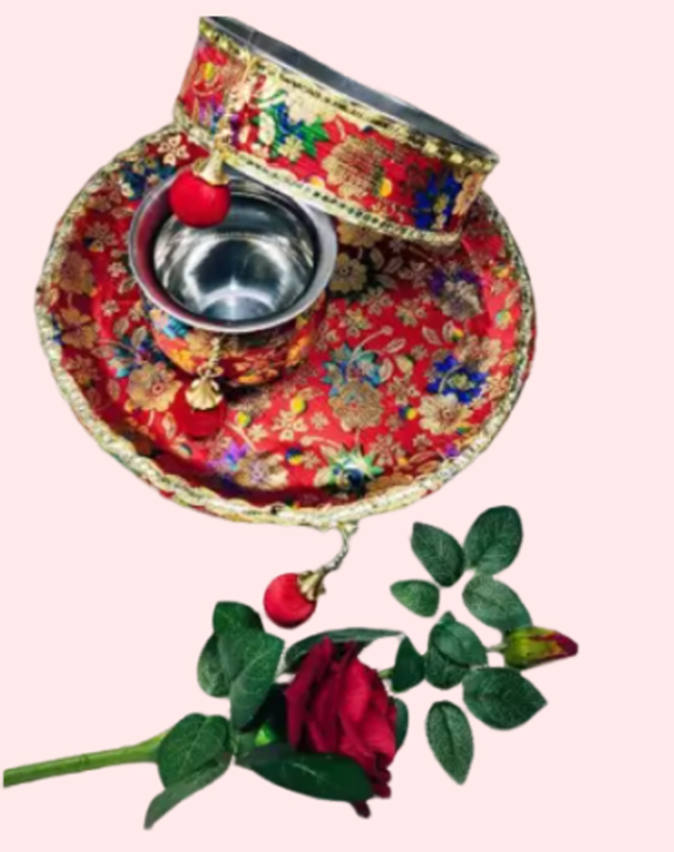 Floral Printed Karwa Chauth Thali