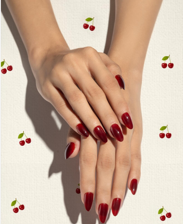 Dark Maroon Nail Art Design