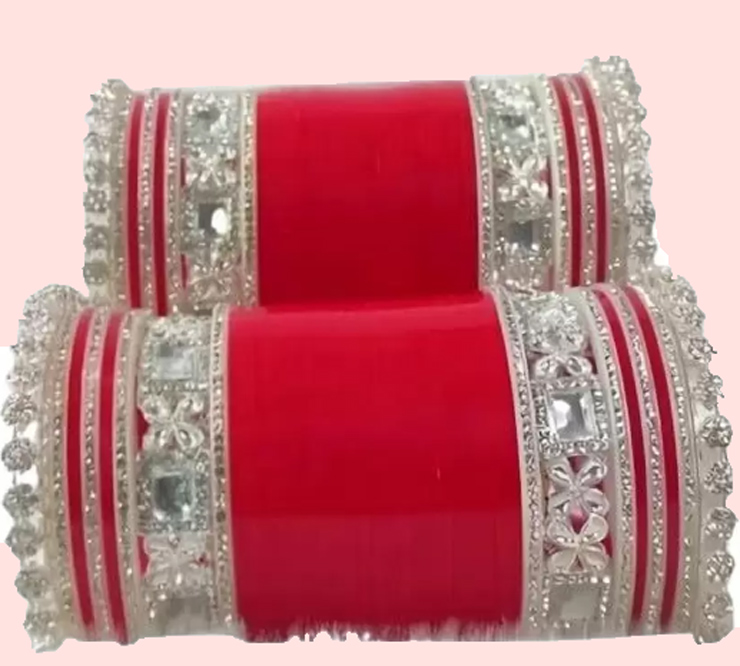 Diamond Studded Red Chura Design
