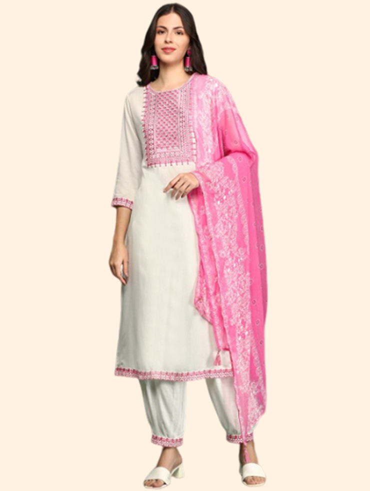 Floral Embroidered Punjabi Suit