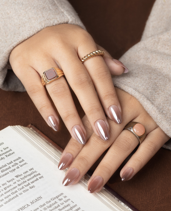 Ombre Brown Nail Art Design