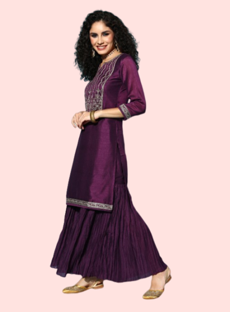 Floral Silk Suit Design