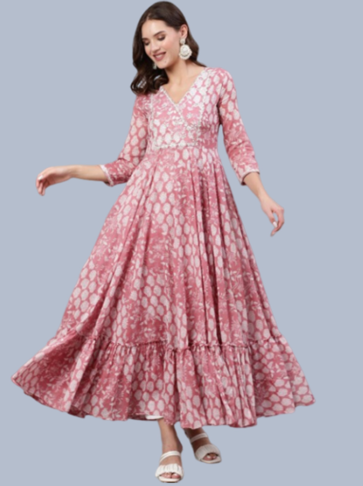 Floral V Neck Anarkali Suit Design