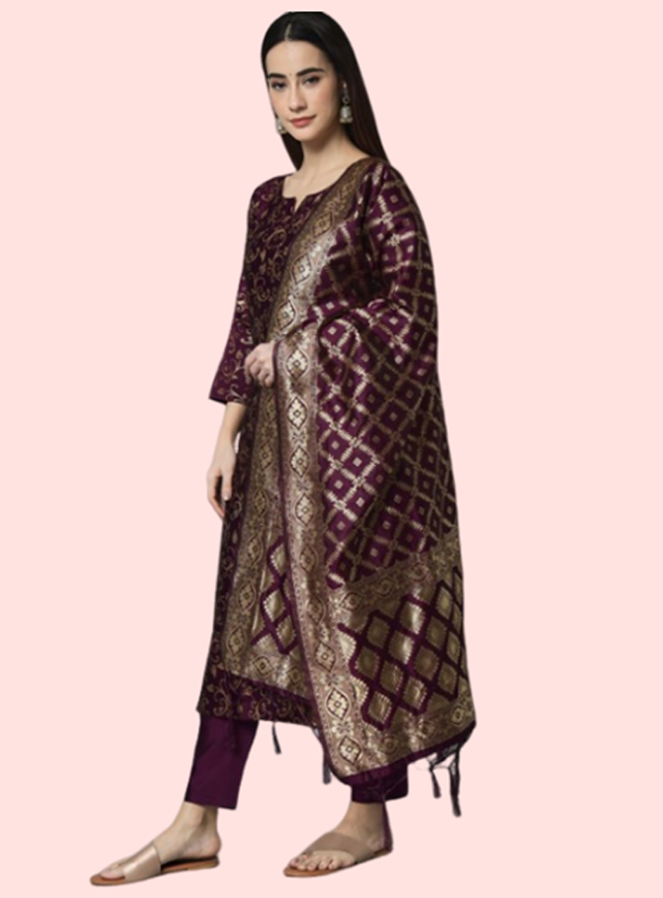 Jacquard Cotton Silk Suit Design