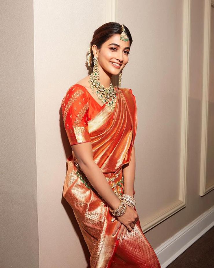 Orange Kanjivaram Saree Look