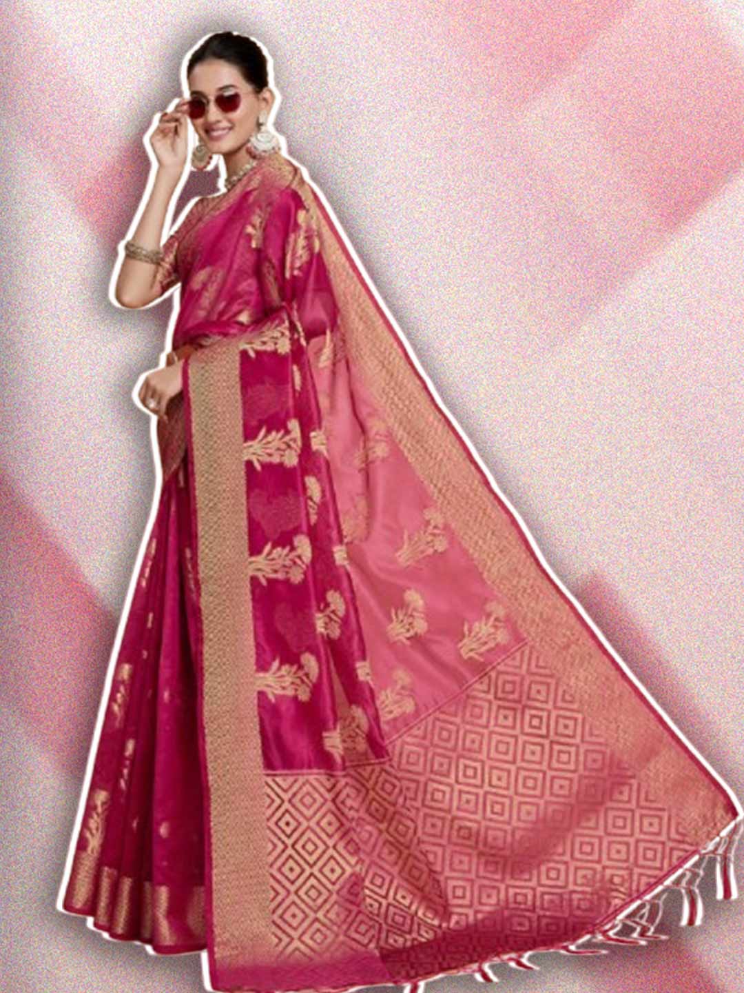 Floral Woven Organza Saree