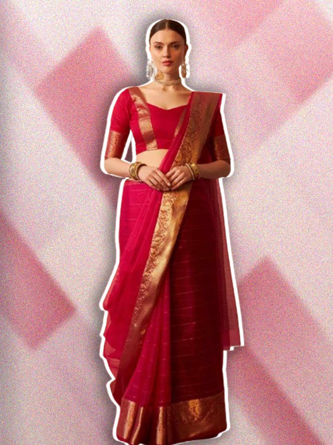 Woven Design Zari Organza Handloom Banarasi Saree