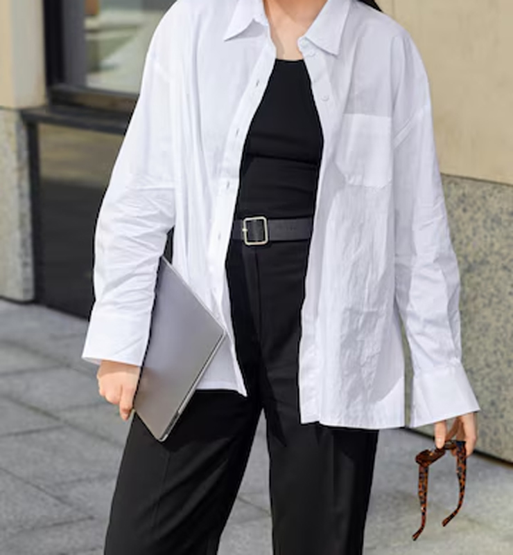 White Long Shirt With Spaghetti Top