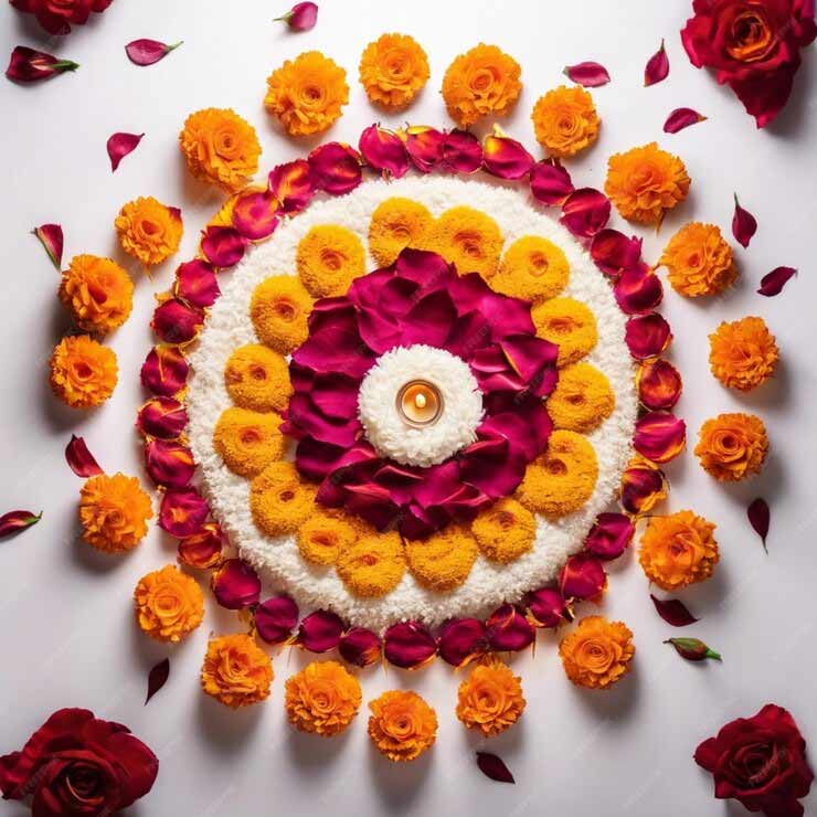 Circle Floral Rangoli Design