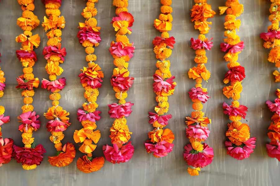 Diwali 2024 Flower Garland Outdoor Wall Decoration Ideas