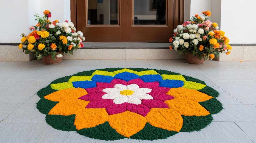 Floral Colour Rangoli Design
