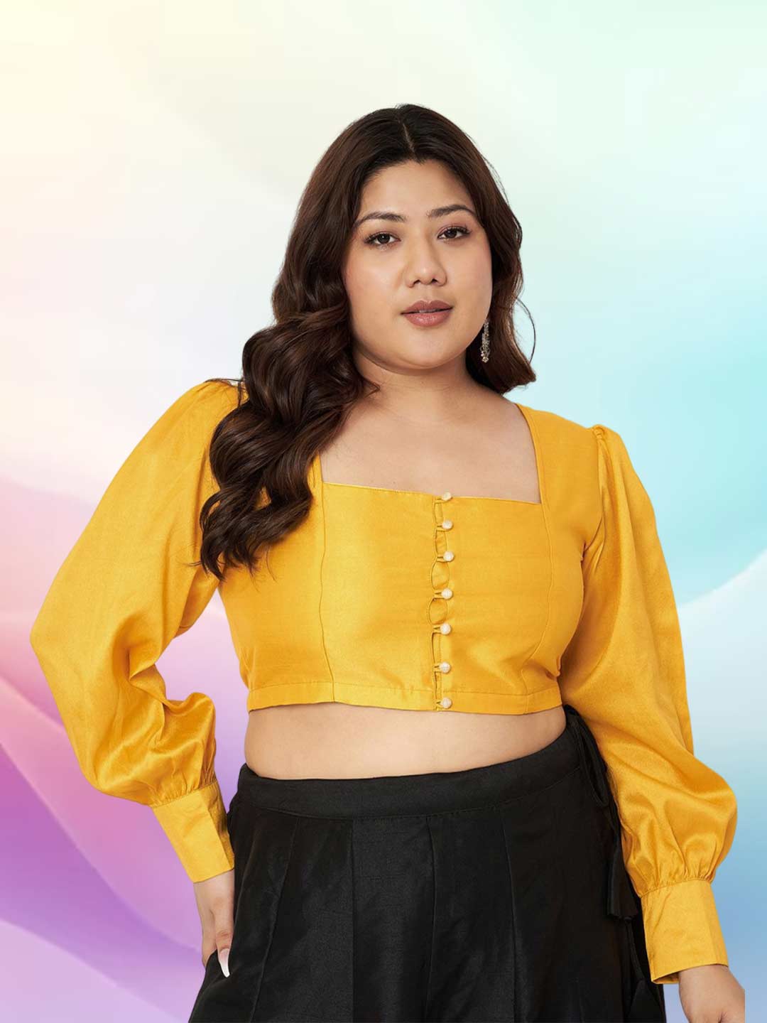 Long Bishop Sleeve Blouse Design