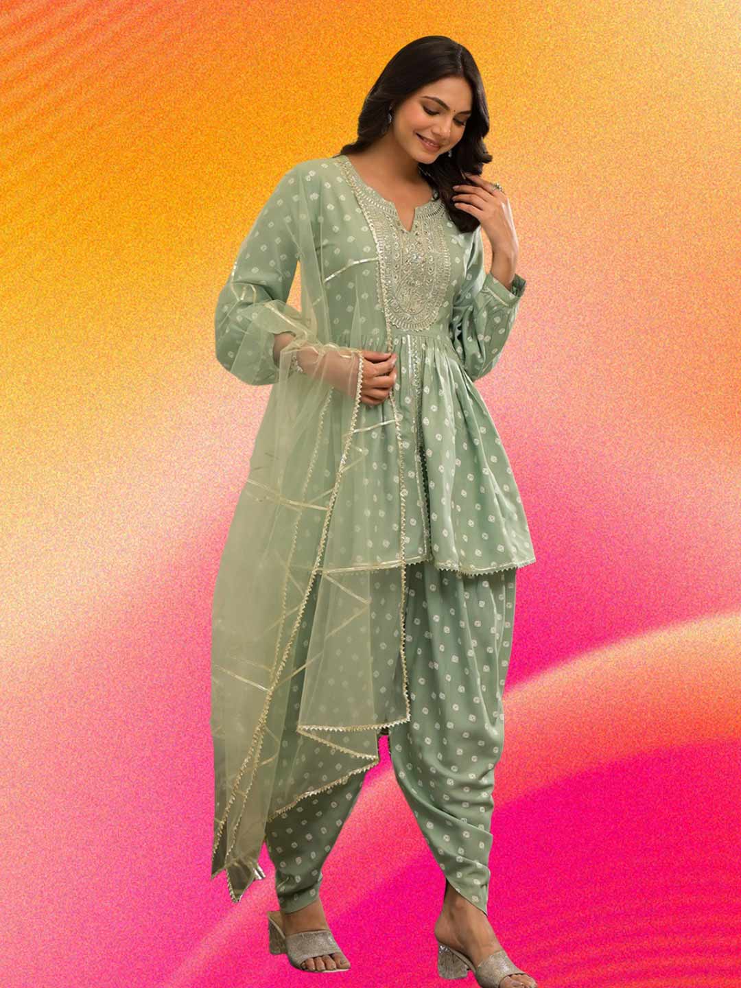 Printed Dhoti Salwar Suit Set