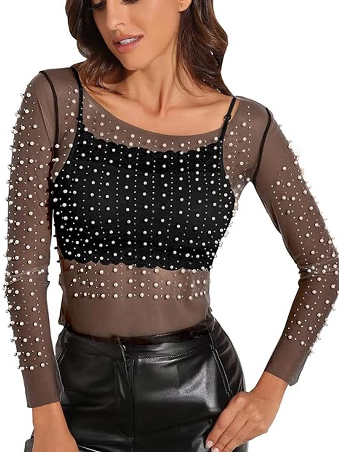Sheer Pearl Blouse Design