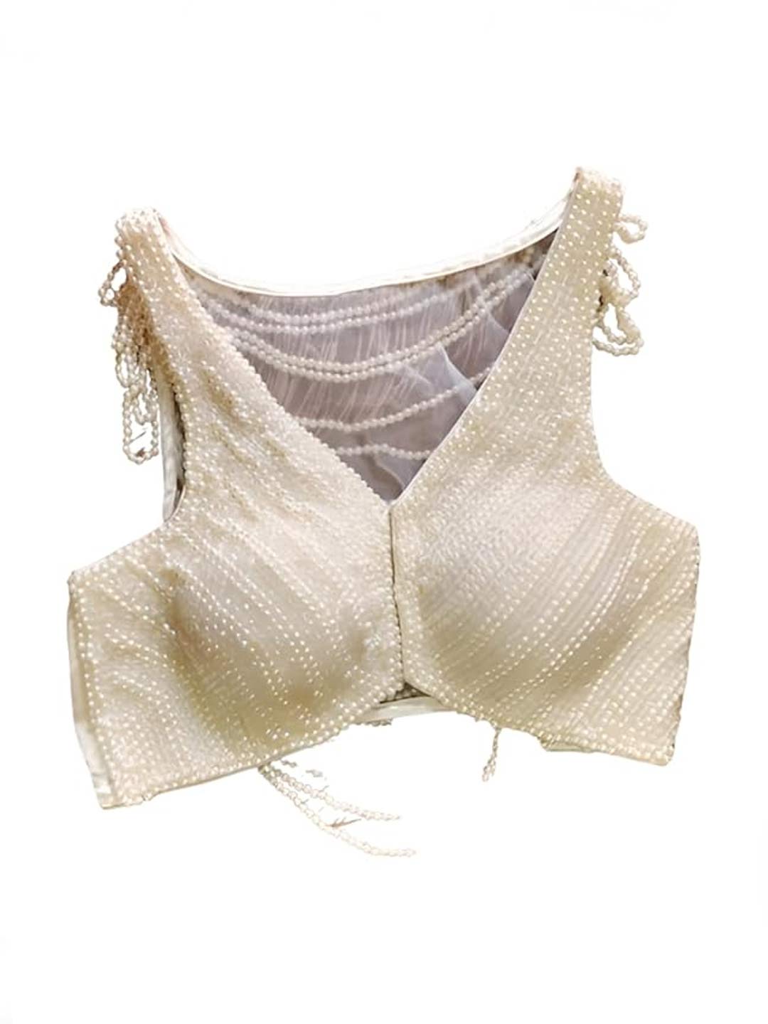 V Neck Pearl Blouse Design