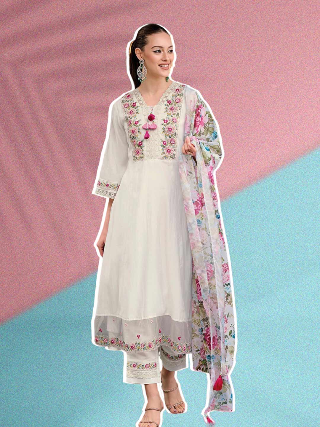 Floral Silk Suit Design