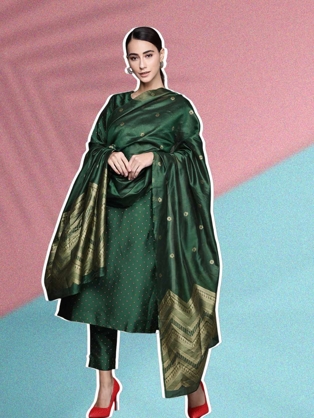 Straight Cut Silk Suit Designs With Dupatta