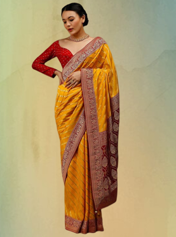 Banarasi Yellow Saree Design