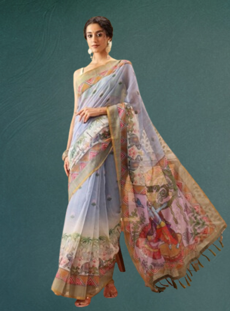 Chanderi Mandhubani Saree Design