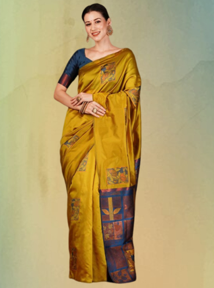 Contrast Yellow Saree Design