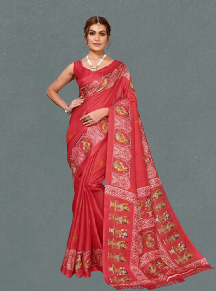 Printed Madhubani Saree Design