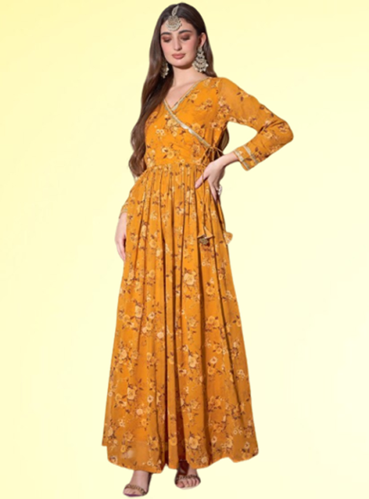 Floral Georgette Haldi Dress