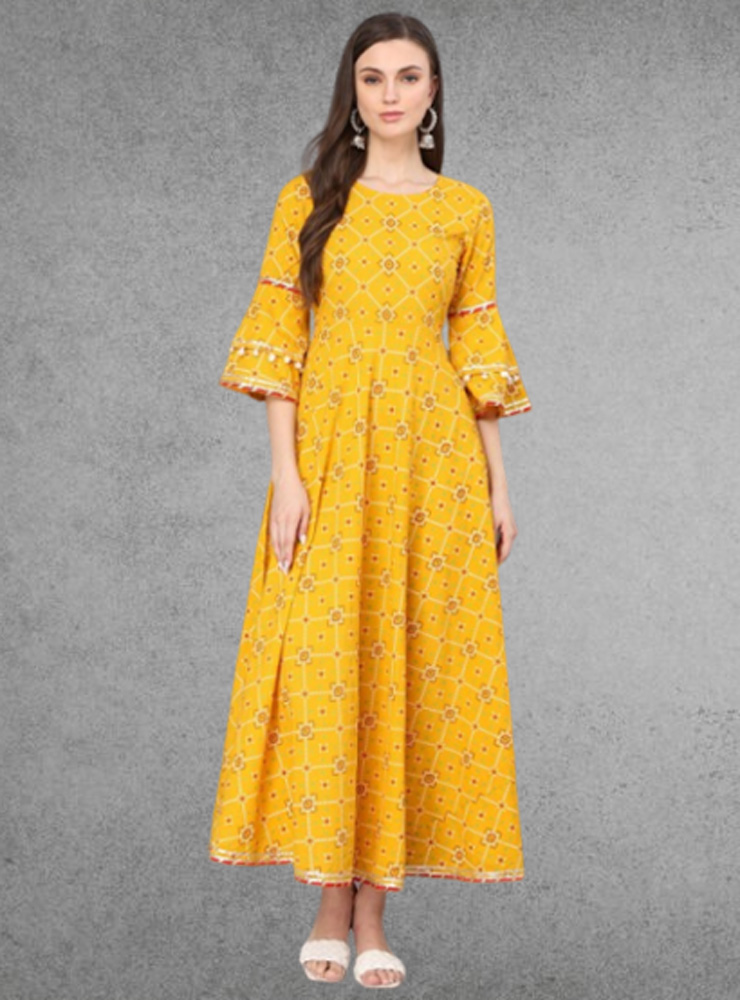 Printed Bandhani Haldi Dress