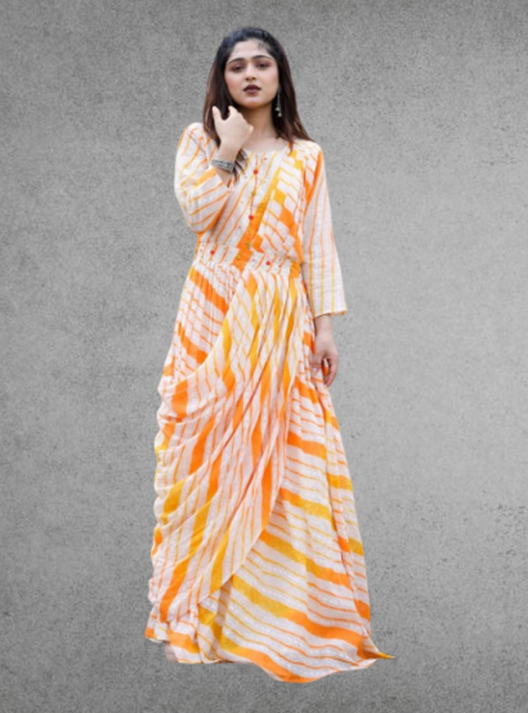 Striped Wrap Haldi Dress