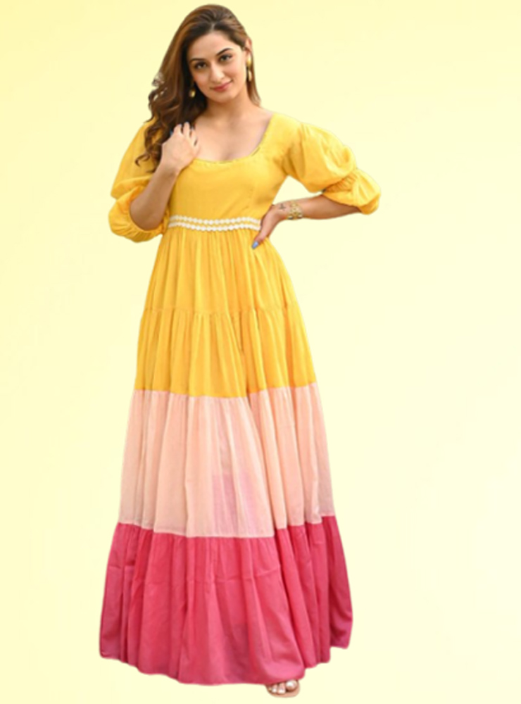 Tiered Cotton Maxi Haldi Dress