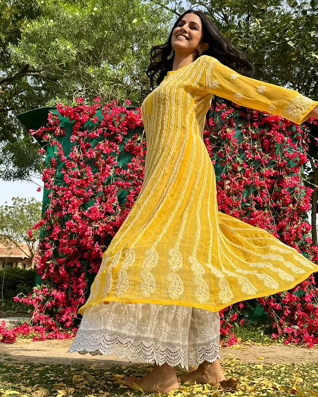 Chikankari Kurti And Palazzo Set