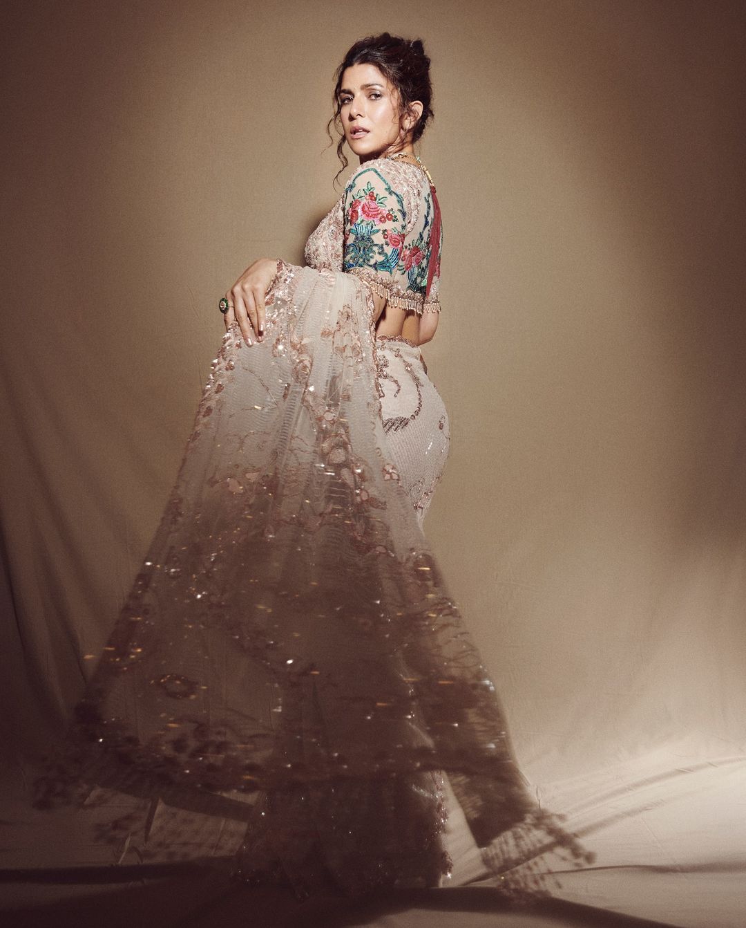 Tulle Saree With Embroidered Blouse