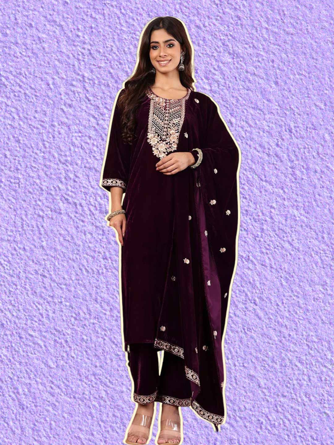 Embroidered Velvet Suit Design