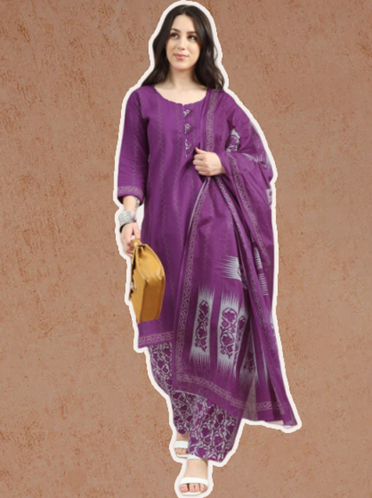 Purple Patiala Suit With Dupatta