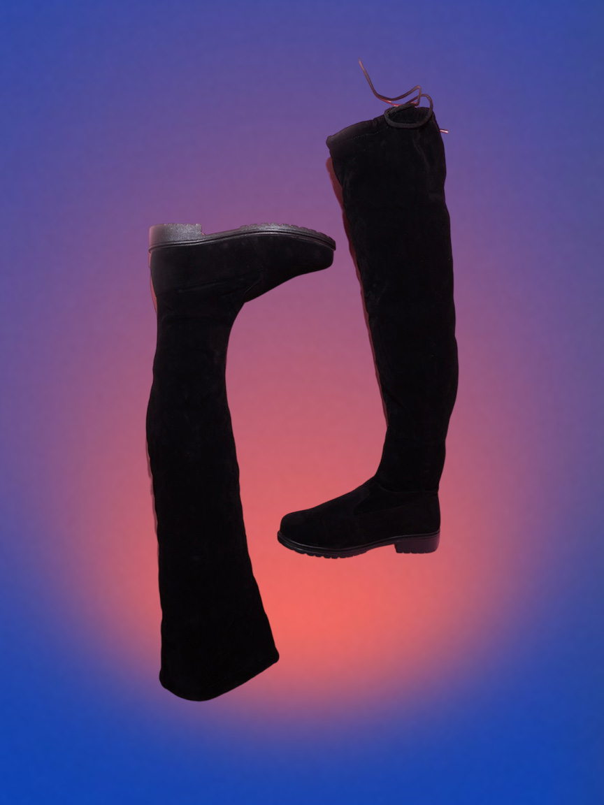 High-Top Above-Knee Length Suede Platform Heel Regular Boots