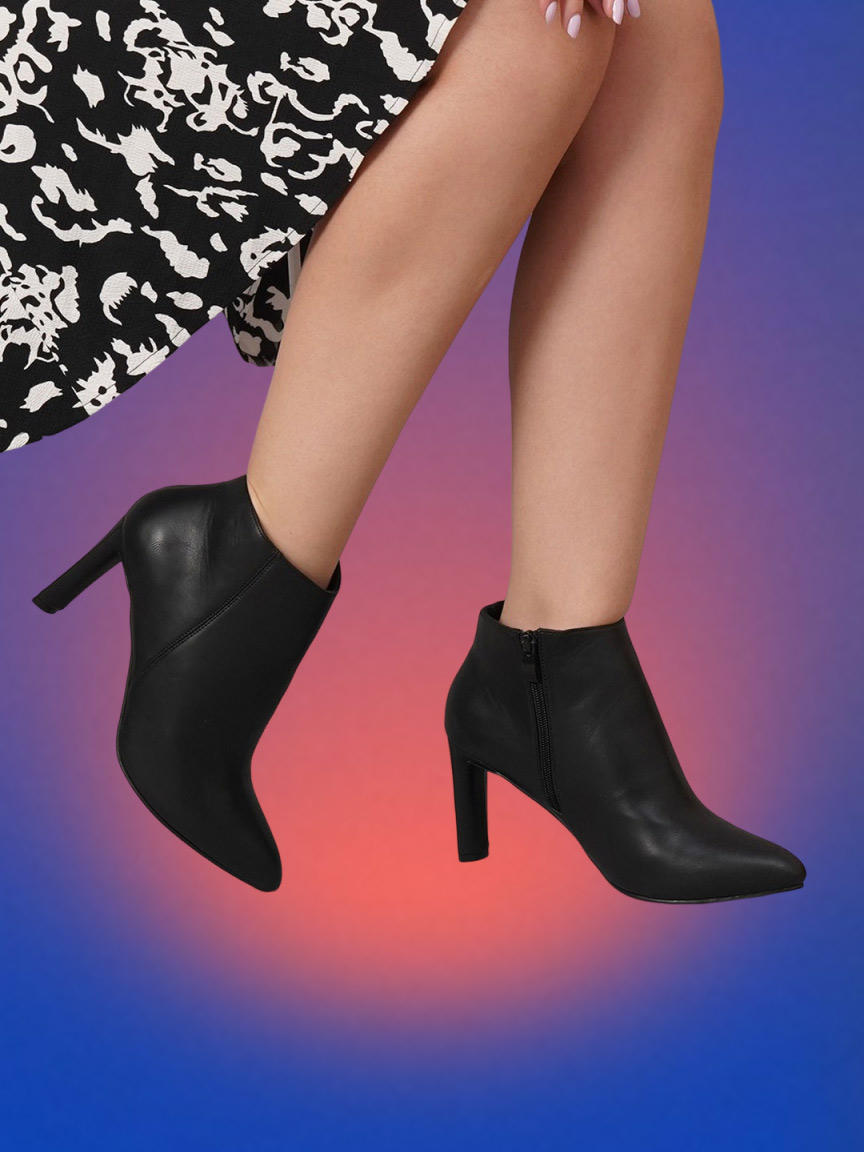 Pointed Block-Heeled Boots