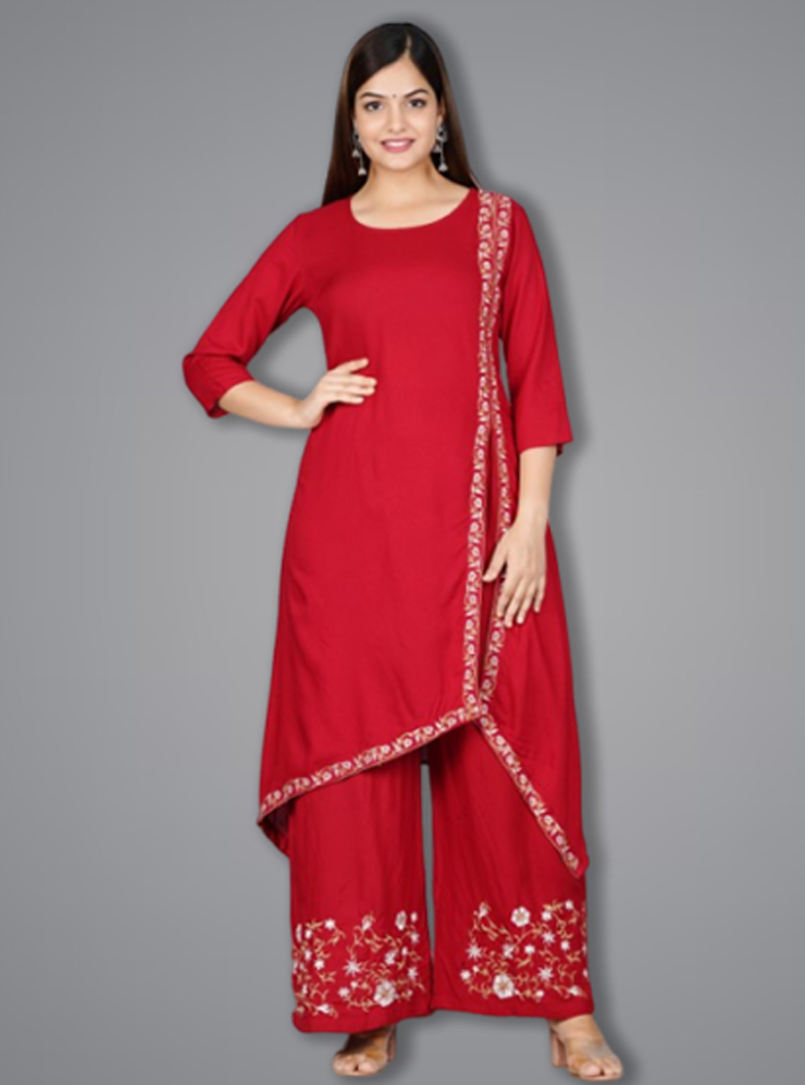 Red Cut-Out Pakistani Suit Design