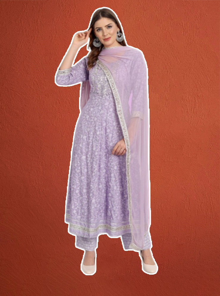 Embroidered Mirror Work Kurta Set
