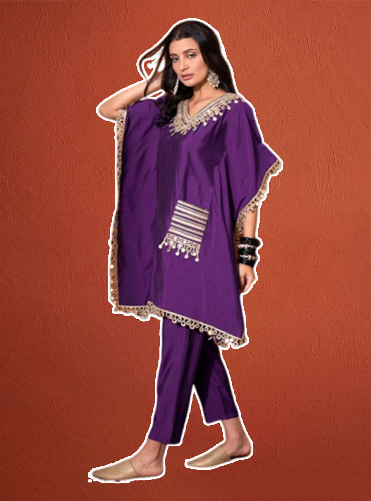 Purple Kaftan Kurta Set