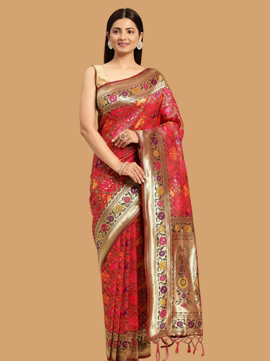 Floral Red Patola Silk Saree