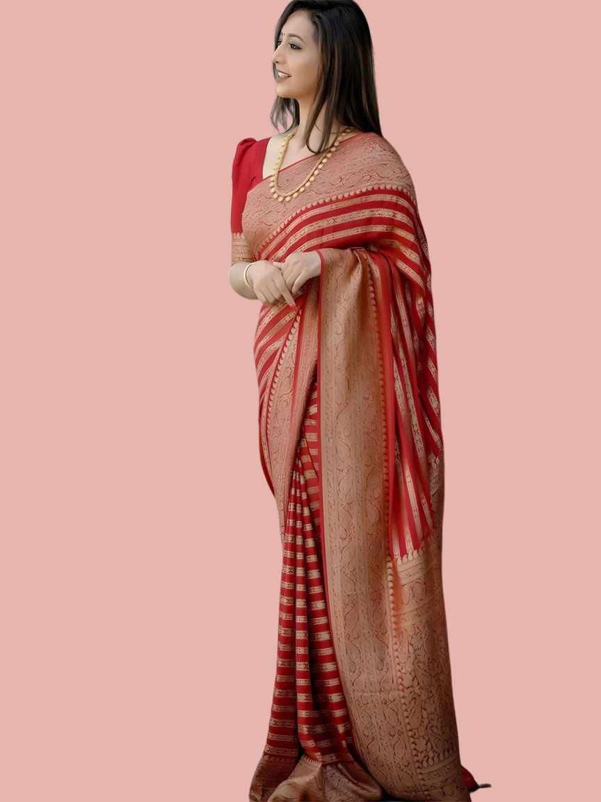 Leheriya Red Silk Saree