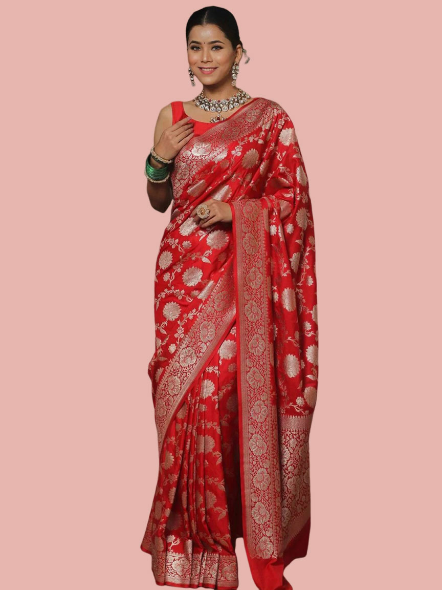 Zari Banarasi Red Silk Saree