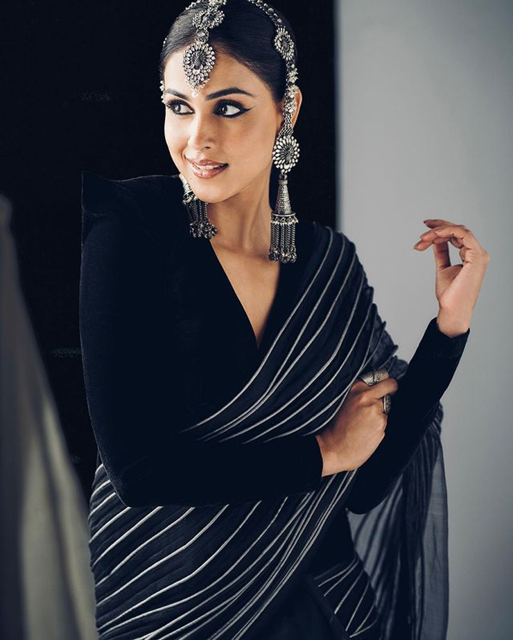Genelia In Statement Saree Look