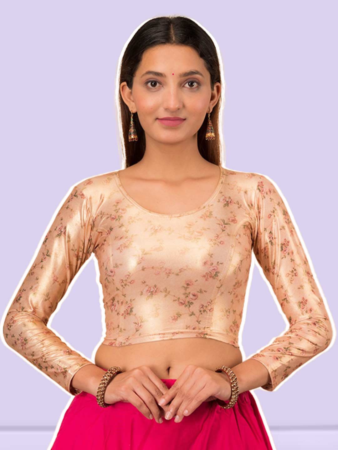 Floral Silk Saree Full Sleeve Blouse Design