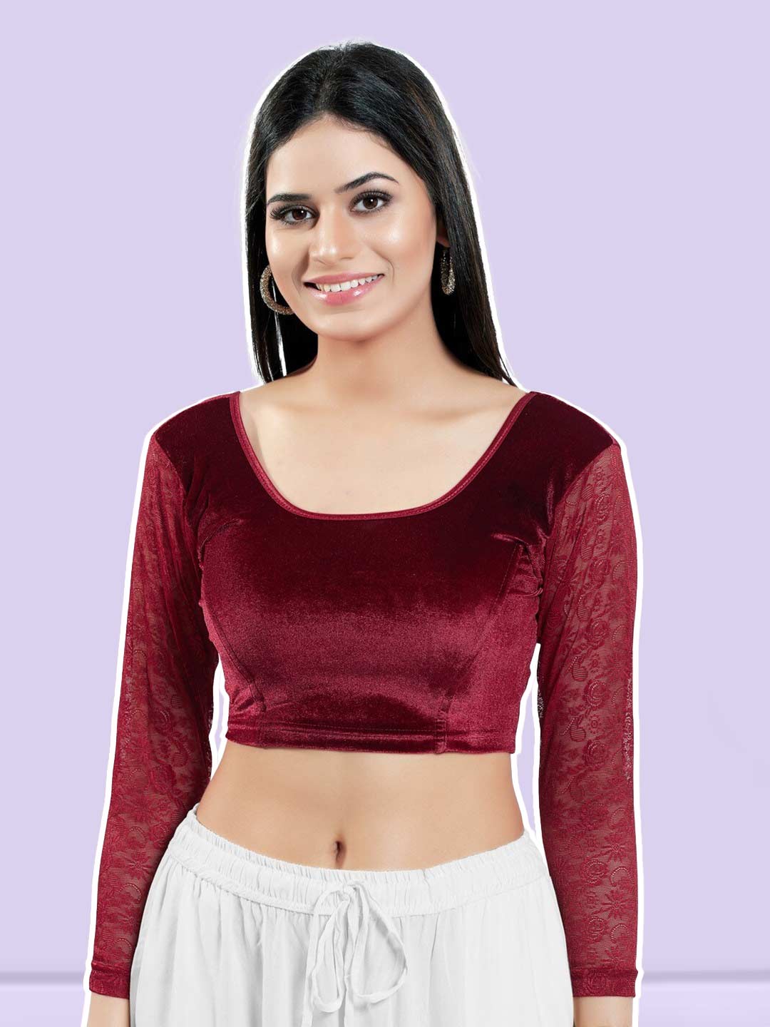 Sheer Net Silk Saree Full Sleeve Blouse Design